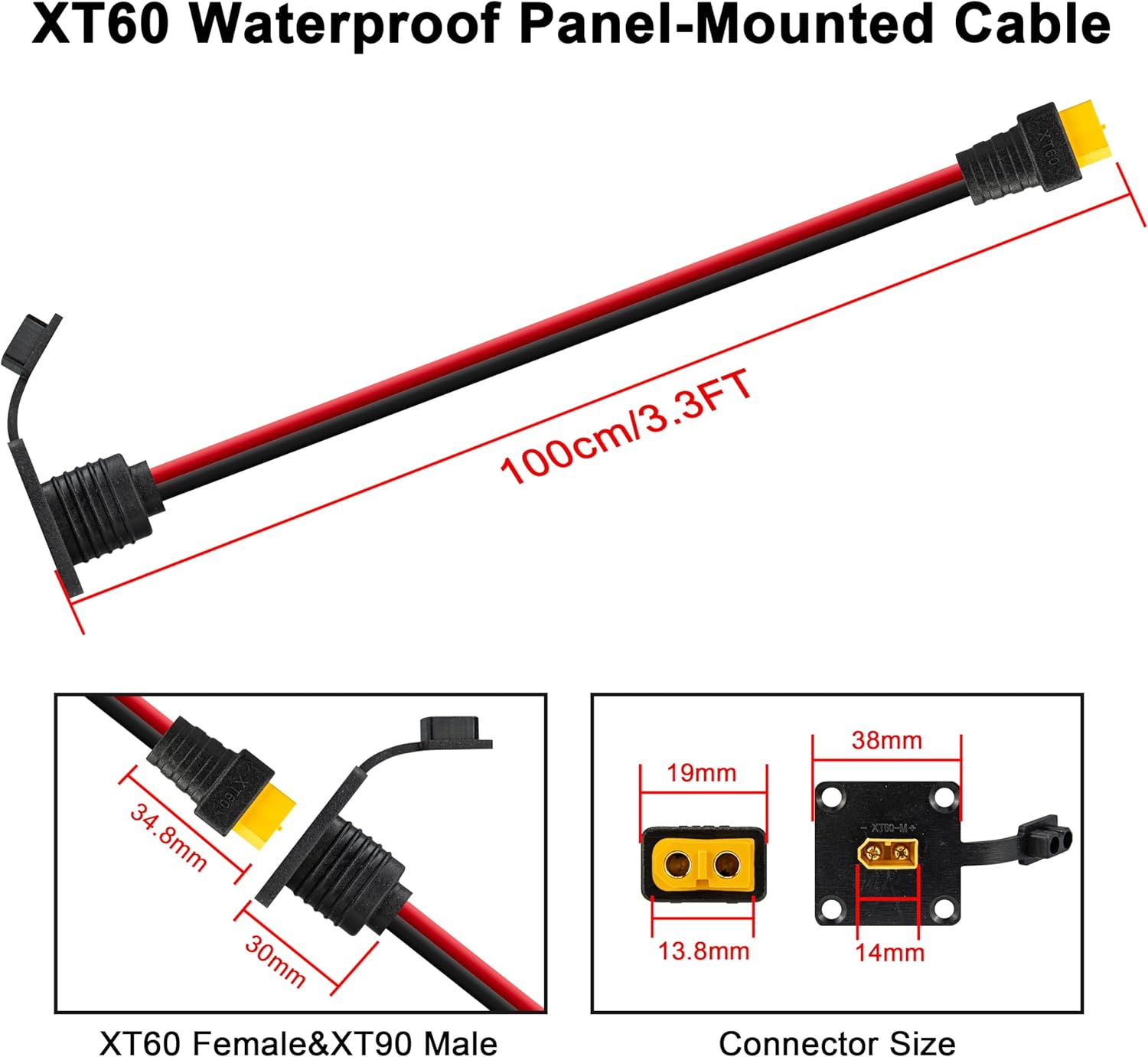 JMUYTOP 3FT 12AWG XT60 Panel M - Drone Battery Adapter review and price